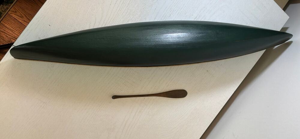 Vintage AM Wooden 27" Canoe and Paddle/Oar